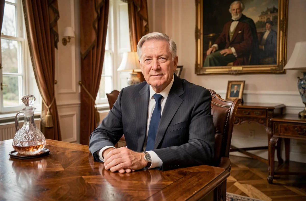 Conseiller senior d'Alliance Capital dans un bureau prestigieux au décor traditionnel de gestion de fortune