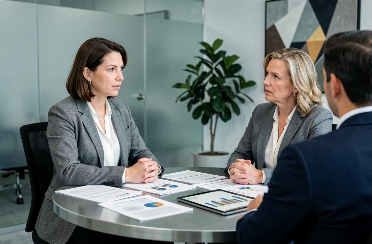 Stratège financière de A.S. Stratégie Conseil en réunion de conseil patrimonial avec un client