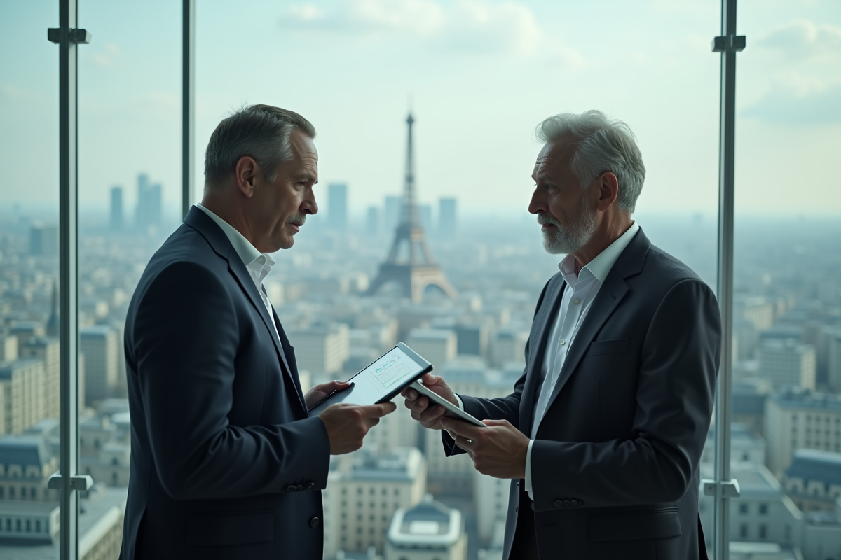 Conseiller financier discutant avec un client dans un bureau moderne