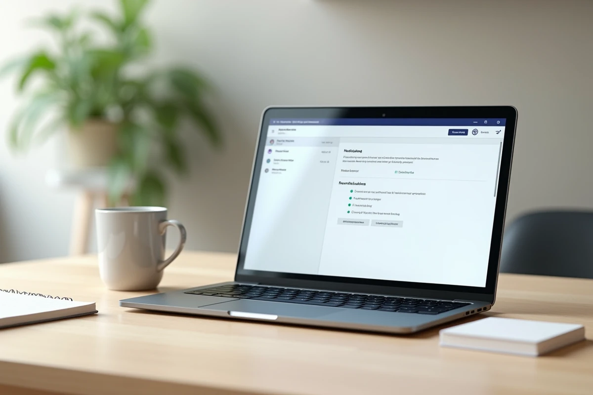 Écran d'ordinateur affichant l'interface de paramétrage des alertes SMS et e-mail du Crédit Agricole Le Fil sur un bureau minimaliste