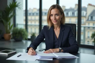 Femme d'affaires en bureau parisien moderne