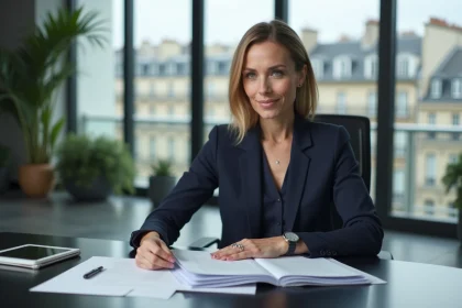 Femme d'affaires en bureau parisien moderne