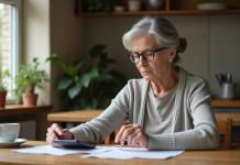 Retraite à 62 ans : comment calculer votre durée d’assurance retraite ? Femme âgée examinant des documents de retraite à la maison