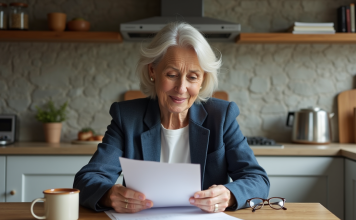 Retraite à 60 ans : qui peut y prétendre ? Femme d'environ soixante ans examine des papiers dans une cuisine lumineuse