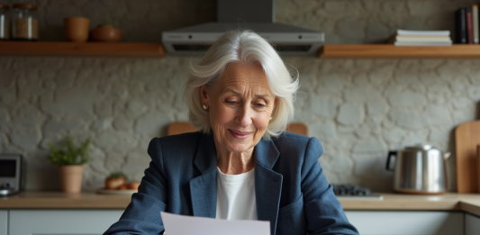 Retraite à 60 ans : qui peut y prétendre ? Femme d'environ soixante ans examine des papiers dans une cuisine lumineuse