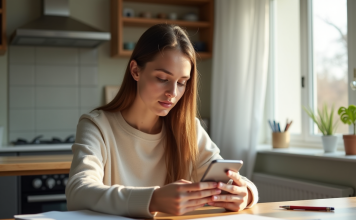 Comment voir son découvert autorisé au Crédit Agricole et optimiser son budget Jeune femme utilisant une application bancaire sur smartphone