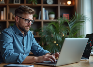 Solana : conserver à long terme ou pas ? Analyse complète pour décider Homme d'affaires analysant des graphiques de cryptomonnaies dans un bureau moderne