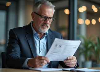 Rendement moyen du S&P 500 : chiffres clés pour investir en bourse Homme d'affaires examinant un graphique du S