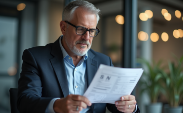 Rendement moyen du S&P 500 : chiffres clés pour investir en bourse Homme d'affaires examinant un graphique du S