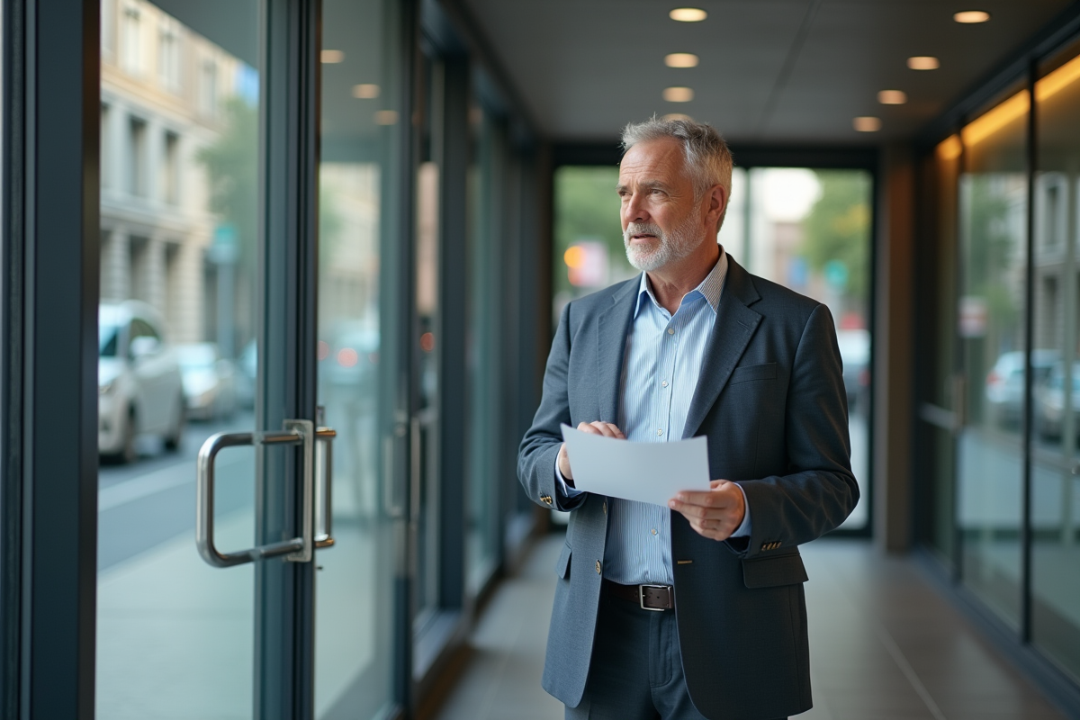 Homme civil servant tenant un formulaire dans un bureau moderne