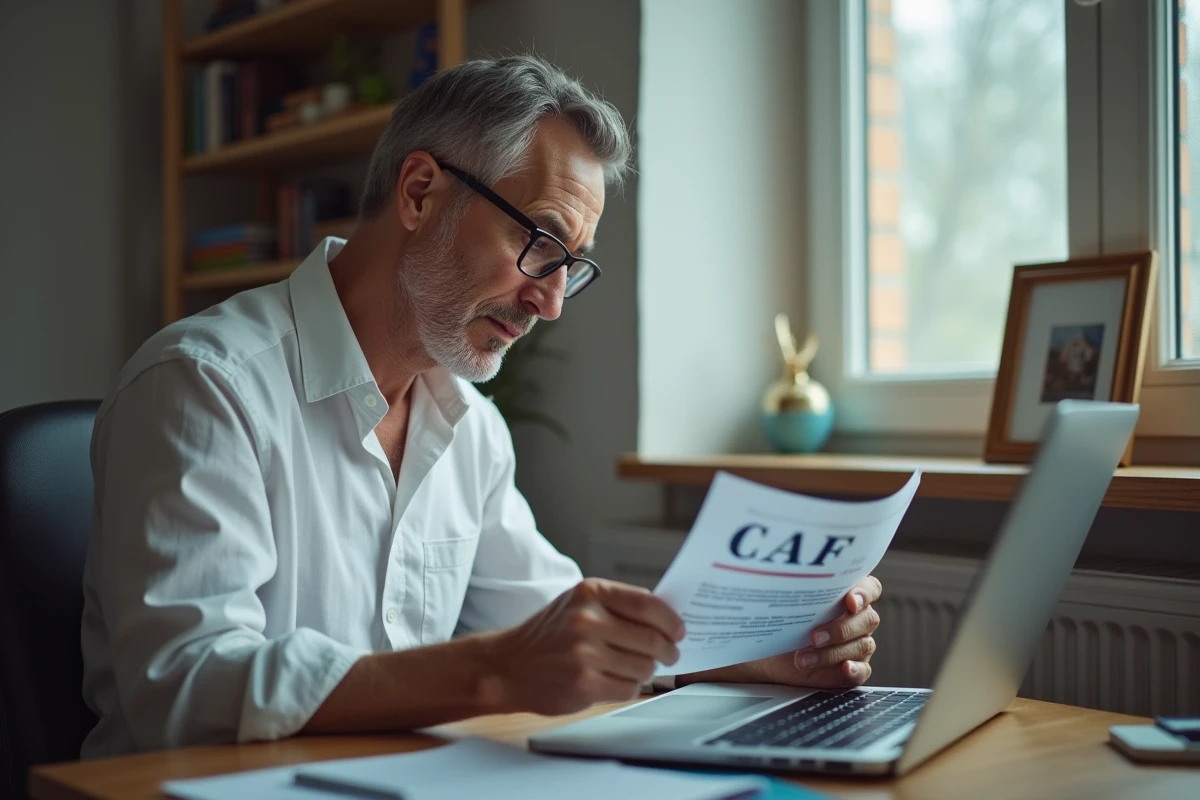 Homme lisant une lettre de la CAF concernant le plafond des APL après une séparation