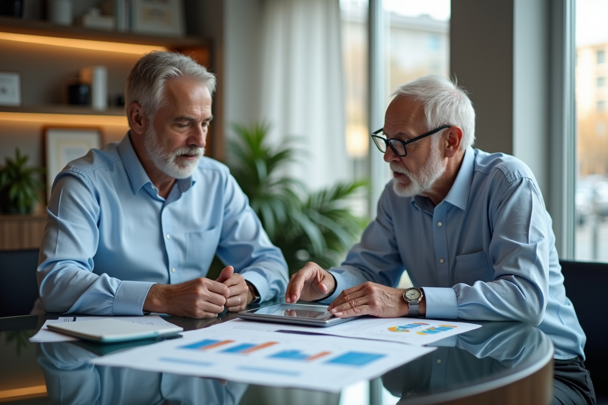 Homme d age rencontre conseiller financier dans bureau moderne