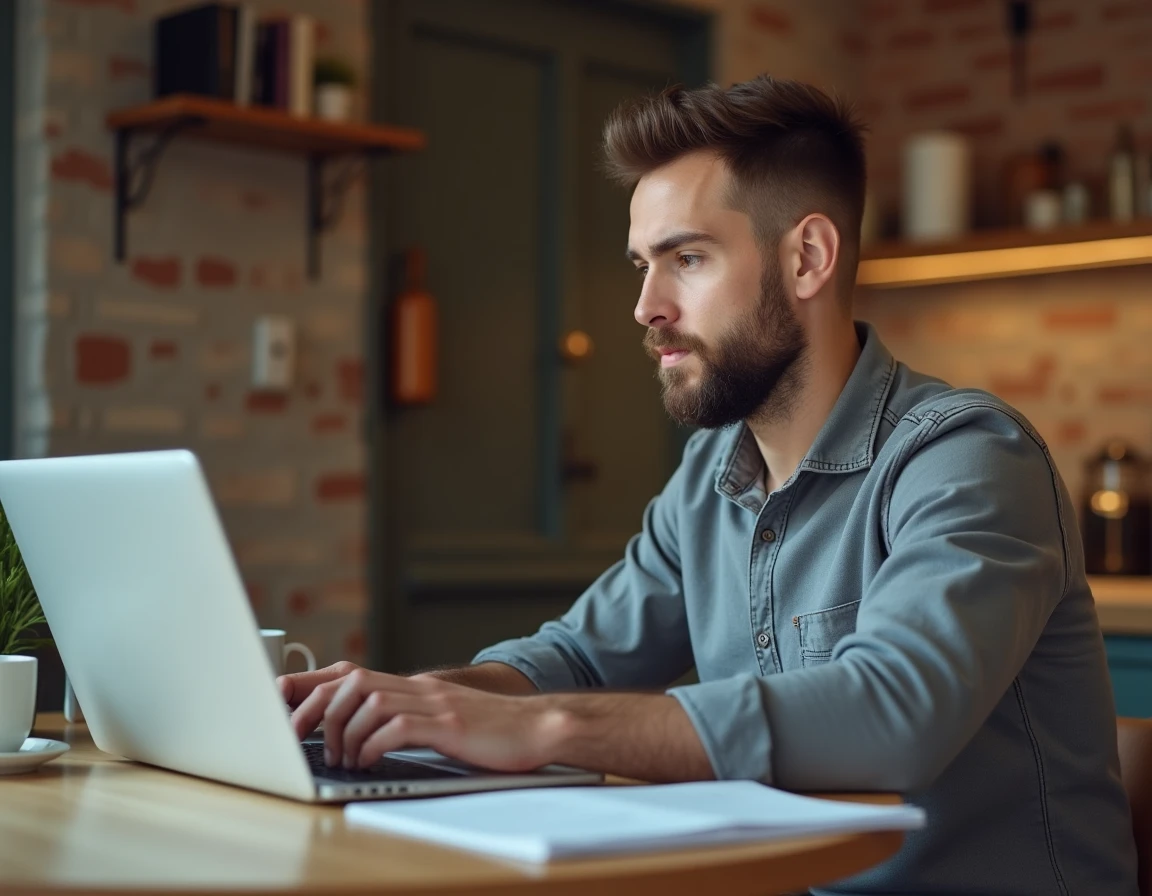 Salarié consultant le taux horaire du SMIC 2026 sur ordinateur portable à domicile avec un guide sur le droit du travail